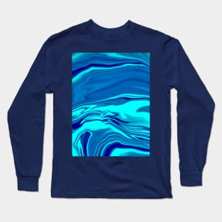 Shades of Blue Swirls Original Art Print Long Sleeve T-Shirt